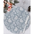 thumbnail image 1 of 15 Inch Round Placemats Set of 4, Blue Paisley Non Slip Heat Insulation PP Table Mats, Ethnic Vintage Floral Botanical Abstract Washable Place Mats for Kitchen Dining Party Table Decor, 1 of 7