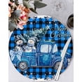 thumbnail image 1 of 15 Inch Round Placemats Set of 4, Blue Plaid Christmas Truck Non Slip Heat Insulation PP Table Mats, Xmas Tree Snowman Snowflake Washable Place Mats for Kitchen Dining Party Table Decor, 1 of 7