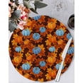 thumbnail image 1 of 15 Inch Round Placemats Set of 4, Blue Pumpkin Fall Non Slip Heat Insulation PP Table Mats, Thanksgiving Maple Leaves Autumn Washable Place Mats for Kitchen Dining Party Table Decor, 1 of 7