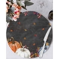 thumbnail image 1 of 15 Inch Round Placemats Set of 4, Blue Pumpkin Non Slip Heat Insulation PP Table Mats, Orange White Black Thanksgiving Leaves Washable Place Mats for Kitchen Dining Party Table Decor, 1 of 7