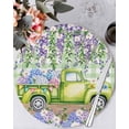 thumbnail image 1 of 15 Inch Round Placemats Set of 4, Blue Purple Floral Non Slip Heat Insulation PP Table Mats, Spring Hydrangea Flower Truck Green Plaid Washable Place Mats for Kitchen Dining Party Table Decor, 1 of 7