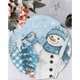 thumbnail image 1 of 15 Inch Round Placemats Set of 4, Blue Snowman Christmas Non Slip Heat Insulation PP Table Mats, Xmas Tree Snowflake Winter Elk Washable Place Mats for Kitchen Dining Party Table Decor, 1 of 7