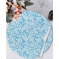 thumbnail image 1 of 15 Inch Round Placemats Set of 4, Blue Spring Floral Non Slip Heat Insulation PP Table Mats, Farmhouse Flowers Elegant Pastoral Washable Place Mats for Kitchen Dining Party Table Decor, 1 of 7