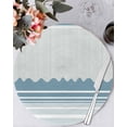 thumbnail image 1 of 15 Inch Round Placemats Set of 4, Blue Striped Non Slip Heat Insulation PP Table Mats, Abstract Modern Geometric Stripes Washable Place Mats for Kitchen Dining Party Table Decor, 1 of 7