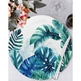 thumbnail image 1 of 15 Inch Round Placemats Set of 4, Blue Teal Leaves Non Slip Heat Insulation PP Table Mats, Summer Botanical Watercolor Leaf Washable Place Mats for Kitchen Dining Party Table Decor, 1 of 7