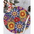 thumbnail image 1 of 15 Inch Round Placemats Set of 4, Boho Blue Flower Non Slip Heat Insulation PP Table Mats, Spring Bohemia Chic Red Yellow Floral Washable Place Mats for Kitchen Dining Party Table Decor, 1 of 7