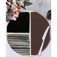 thumbnail image 1 of 15 Inch Round Placemats Set of 4, Brown Black Non Slip Heat Insulation PP Table Mats, Modern Abstract Art Farmhouse Striped Washable Place Mats for Kitchen Dining Party Table Decor, 1 of 7