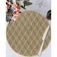 thumbnail image 1 of 15 Inch Round Placemats Set of 4, Brown Stripes Non Slip Heat Insulation PP Table Mats, Simple Geometric Modern Monochrome Washable Place Mats for Kitchen Dining Party Table Decor, 1 of 7