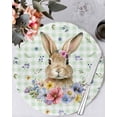 thumbnail image 1 of 15 Inch Round Placemats Set of 4, Bunny Easter Non Slip Heat Insulation PP Table Mats, Green Plaid Spring Floral Pastoral Washable Place Mats for Kitchen Dining Party Table Decor, 1 of 7