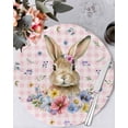 thumbnail image 1 of 15 Inch Round Placemats Set of 4, Bunny Easter Non Slip Heat Insulation PP Table Mats, Pink Plaid Spring Floral Pastoral Washable Place Mats for Kitchen Dining Party Table Decor, 1 of 7