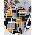 thumbnail image 1 of 15 Inch Round Placemats Set of 4, Burnt Orange Black Geometric Non Slip Heat Insulation PP Table Mats, Modern Color Block Abstract Washable Place Mats for Kitchen Dining Party Table Decor, 1 of 7