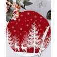 thumbnail image 1 of 15 Inch Round Placemats Set of 4, Christmas Red Non Slip Heat Insulation PP Table Mats, White Xmas Tree Elk Winter Snowflake Washable Place Mats for Kitchen Dining Party Table Decor, 1 of 7