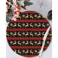 thumbnail image 1 of 15 Inch Round Placemats Set of 4, Christmas Reindeer Non Slip Heat Insulation PP Table Mats, Red Farmhouse Checker Xmas Snowflake Washable Place Mats for Kitchen Dining Party Table Decor, 1 of 7