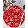 thumbnail image 1 of 15 Inch Round Placemats Set of 4, Christmas Snowflakes Non Slip Heat Insulation PP Table Mats, Winter Xmas Red White Washable Place Mats for Kitchen Dining Party Table Decor, 1 of 7
