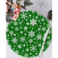 thumbnail image 1 of 15 Inch Round Placemats Set of 4, Christmas Snowflakes Non Slip Heat Insulation PP Table Mats, Xmas Winter Watercolor Green Washable Place Mats for Kitchen Dining Party Table Decor, 1 of 7