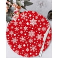 thumbnail image 1 of 15 Inch Round Placemats Set of 4, Christmas Snowflakes Non Slip Heat Insulation PP Table Mats, Xmas Winter Watercolor Red Washable Place Mats for Kitchen Dining Party Table Decor, 1 of 7