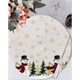 thumbnail image 1 of 15 Inch Round Placemats Set of 4, Christmas Snowman Non Slip Heat Insulation PP Table Mats, Golden Winter Snowflake Xmas Beige Washable Place Mats for Kitchen Dining Party Table Decor, 1 of 7