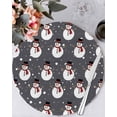 thumbnail image 1 of 15 Inch Round Placemats Set of 4, Christmas Snowman Non Slip Heat Insulation PP Table Mats, Winter Black Grey Xmas Snow Cute Washable Place Mats for Kitchen Dining Party Table Decor, 1 of 7