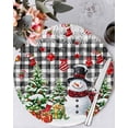 thumbnail image 1 of 15 Inch Round Placemats Set of 4, Christmas Snowman Non Slip Heat Insulation PP Table Mats, Xmas Balls Stocking Tree Gifts Black Plaid Washable Place Mats for Kitchen Dining Party Table Decor, 1 of 7