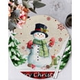 thumbnail image 1 of 15 Inch Round Placemats Set of 4, Christmas Snowman Non Slip Heat Insulation PP Table Mats, Xmas Tree Snowflake Rustic Winter Washable Place Mats for Kitchen Dining Party Table Decor, 1 of 7