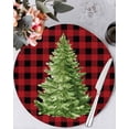 thumbnail image 1 of 15 Inch Round Placemats Set of 4, Christmas Tree Non Slip Heat Insulation PP Table Mats, Buffalo Plaid Xmas Pine Farmhouse Checker Washable Place Mats for Kitchen Dining Party Table Decor, 1 of 7