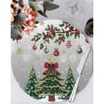 thumbnail image 1 of 15 Inch Round Placemats Set of 4, Christmas Tree Non Slip Heat Insulation PP Table Mats, Grey Retro Winter Ball Berry Snowflakes Washable Place Mats for Kitchen Dining Party Table Decor, 1 of 7