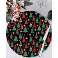 thumbnail image 1 of 15 Inch Round Placemats Set of 4, Christmas Trees Non Slip Heat Insulation PP Table Mats, Black Xmas Tree Star Winter Holiday Washable Place Mats for Kitchen Dining Party Table Decor, 1 of 7
