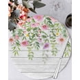 thumbnail image 1 of 15 Inch Round Placemats Set of 4, Colorful Flowers Non Slip Heat Insulation PP Table Mats, Spring Leaves Floral Botanical Wood Grain Washable Place Mats for Kitchen Dining Party Table Decor, 1 of 7