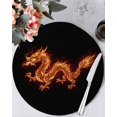 thumbnail image 1 of 15 Inch Round Placemats Set of 4, Dragon Flames Non Slip Heat Insulation PP Table Mats, Orange Dragons Abstract Modern Art Washable Place Mats for Kitchen Dining Party Table Decor, 1 of 7