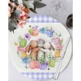thumbnail image 1 of 15 Inch Round Placemats Set of 4, Easter Bunny Non Slip Heat Insulation PP Table Mats, Colorful Eggs Cute Rabbit Eucalyptus Purple Plaid Washable Place Mats for Kitchen Dining Party Table Decor, 1 of 7