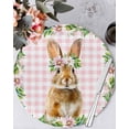 thumbnail image 1 of 15 Inch Round Placemats Set of 4, Easter Bunny Non Slip Heat Insulation PP Table Mats, Spring Daisy Botanical Leaves Pink Plaid Washable Place Mats for Kitchen Dining Party Table Decor, 1 of 7
