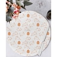 thumbnail image 1 of 15 Inch Round Placemats Set of 4, Easter Eggs Non Slip Heat Insulation PP Table Mats, Cute Bunny Rabbits Cartoon Orange Washable Place Mats for Kitchen Dining Party Table Decor, 1 of 7
