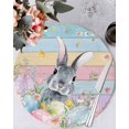 thumbnail image 1 of 15 Inch Round Placemats Set of 4, Easter Non Slip Heat Insulation PP Table Mats, Spring Bunny Eggs Flowers Colorful Wooden Grain Washable Place Mats for Kitchen Dining Party Table Decor, 1 of 7