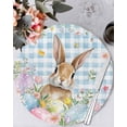 thumbnail image 1 of 15 Inch Round Placemats Set of 4, Easter Non Slip Heat Insulation PP Table Mats, Spring Rabbit Eggs Seasonal Flowers Blue Lattice Washable Place Mats for Kitchen Dining Party Table Decor, 1 of 7