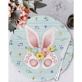 thumbnail image 1 of 15 Inch Round Placemats Set of 4, Easter Non Slip Heat Insulation PP Table Mats, Spring Rabbits Ears Feet Flowers Wooden Grain Washable Place Mats for Kitchen Dining Party Table Decor, 1 of 7
