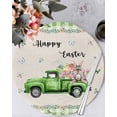 thumbnail image 1 of 15 Inch Round Placemats Set of 4, Easter Non Slip Heat Insulation PP Table Mats, Spring Truck Rabbit Flowers Eggs Green Check Washable Place Mats for Kitchen Dining Party Table Decor, 1 of 7