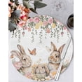 thumbnail image 1 of 15 Inch Round Placemats Set of 4, Easter Rabbits Non Slip Heat Insulation PP Table Mats, Watercolor Floral Cute Bunny Plants Spring Washable Place Mats for Kitchen Dining Party Table Decor, 1 of 7
