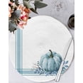 thumbnail image 1 of 15 Inch Round Placemats Set of 4, Fall Non Slip Heat Insulation PP Table Mats, Blue Pumpkin Thanksgiving Autumn Stripe Leaf Washable Place Mats for Kitchen Dining Party Table Decor, 1 of 7