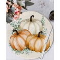 thumbnail image 1 of 15 Inch Round Placemats Set of 4, Fall Non Slip Heat Insulation PP Table Mats, Orange Pumpkins Thanksgiving Eucalyptus Leaf Washable Place Mats for Kitchen Dining Party Table Decor, 1 of 7