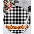 thumbnail image 1 of 15 Inch Round Placemats Set of 4, Fall Non Slip Heat Insulation PP Table Mats, Thanksgiving Orange Pumpkin Maple Leaves Checkered Washable Place Mats for Kitchen Dining Party Table Decor, 1 of 7