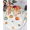 thumbnail image 1 of 15 Inch Round Placemats Set of 4, Fall Orange Green Pumpkins Non Slip Heat Insulation PP Table Mats, Thanksgiving Maple Leaf Washable Place Mats for Kitchen Dining Party Table Decor, 1 of 7