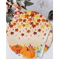thumbnail image 1 of 15 Inch Round Placemats Set of 4, Fall Orange Pumpkins Non Slip Heat Insulation PP Table Mats, Autumn Farmhouse Maple Leaves Washable Place Mats for Kitchen Dining Party Table Decor, 1 of 7