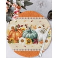 thumbnail image 1 of 15 Inch Round Placemats Set of 4, Fall Pumpkins Non Slip Heat Insulation PP Table Mats, Boho South West Thanksgiving Sunflower Leaf Washable Place Mats for Kitchen Dining Party Table Decor, 1 of 7