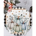 thumbnail image 1 of 15 Inch Round Placemats Set of 4, Fall Pumpkins Non Slip Heat Insulation PP Table Mats, Teal Blue Grey Thanksgiving Black Plaid Polka Dot Washable Place Mats for Kitchen Dining Party Table Decor, 1 of 7