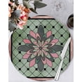 thumbnail image 1 of 15 Inch Round Placemats Set of 4, Farmhouse Flowers Non Slip Heat Insulation PP Table Mats, Ethnic Retro Abstract Pattern Lattice Washable Place Mats for Kitchen Dining Party Table Decor, 1 of 7