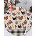 thumbnail image 1 of 15 Inch Round Placemats Set of 4, Farmhouse Rooster Non Slip Heat Insulation PP Table Mats, Vintage Watercolor Flowers Black Plaid Washable Place Mats for Kitchen Dining Party Table Decor, 1 of 7