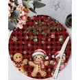 thumbnail image 1 of 15 Inch Round Placemats Set of 4, Gingerbread Christmas Non Slip Heat Insulation PP Table Mats, Xmas Balls Branches Red Buffalo Plaid Washable Place Mats for Kitchen Dining Party Table Decor, 1 of 7
