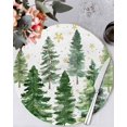 thumbnail image 1 of 15 Inch Round Placemats Set of 4, Green Christmas Tree Non Slip Heat Insulation PP Table Mats, Winter Watercolor Gold Snowflakes Washable Place Mats for Kitchen Dining Party Table Decor, 1 of 7