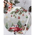 thumbnail image 1 of 15 Inch Round Placemats Set of 4, Grey Christmas Non Slip Heat Insulation PP Table Mats, Xmas Snowman Truck Snowflake Tree Balls Washable Place Mats for Kitchen Dining Party Table Decor, 1 of 7