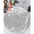 thumbnail image 1 of 15 Inch Round Placemats Set of 4, Grey Christmas Snowflakes Non Slip Heat Insulation PP Table Mats, Xmas Winter Textured Washable Place Mats for Kitchen Dining Party Table Decor, 1 of 7